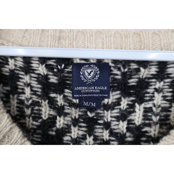Vtg Y2K American Eagle Womens Medium Babydoll Snowflake Wool Alpaca Knit Sweater - Picture 4 of 11